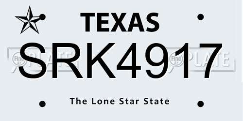 SRK4917 Texas License Plate
