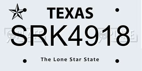 SRK4918 Texas License Plate