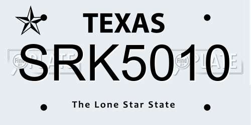 SRK5010 Texas License Plate