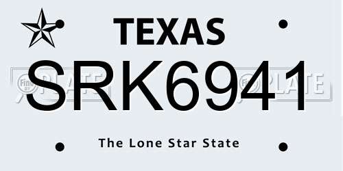 SRK6941 Texas License Plate