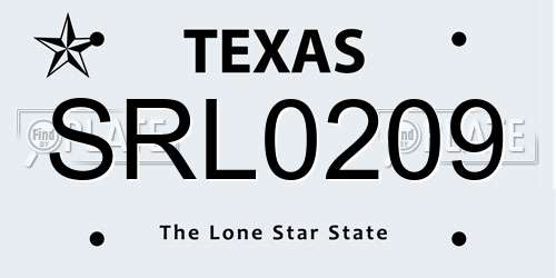 SRL0209 Texas License Plate