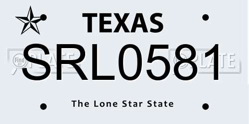 SRL0581 Texas License Plate