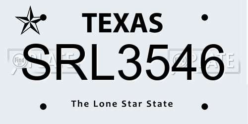 SRL3546 Texas License Plate
