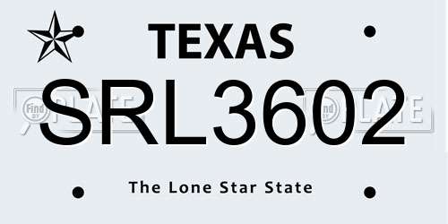 SRL3602 Texas License Plate
