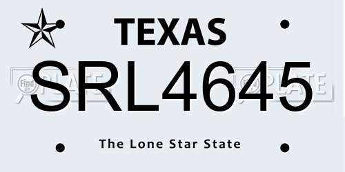 SRL4645 Texas License Plate