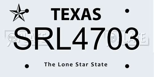 SRL4703 Texas License Plate