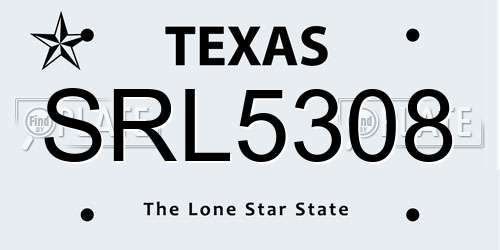 SRL5308 Texas License Plate