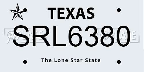 SRL6380 Texas License Plate