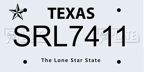 SRL7411 Texas License Plate