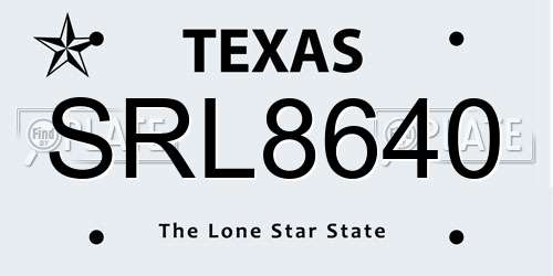 SRL8640 Texas License Plate
