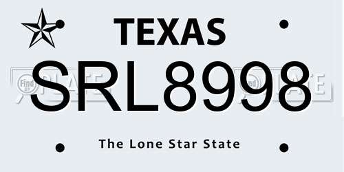 SRL8998 Texas License Plate