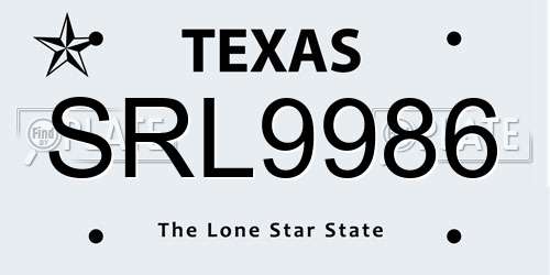 SRL9986 Texas License Plate