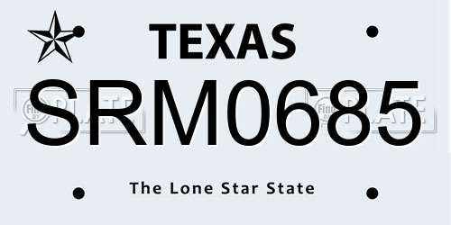 SRM0685 Texas License Plate