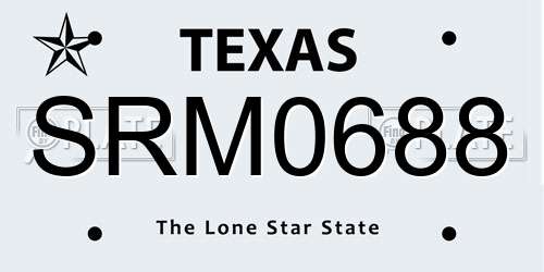 SRM0688 Texas License Plate