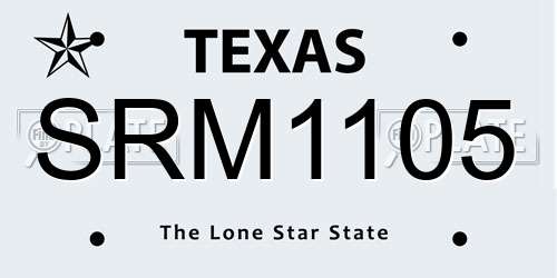 SRM1105 Texas License Plate