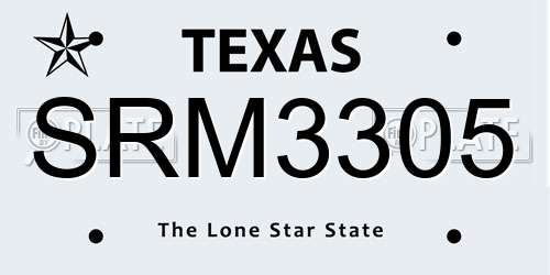 SRM3305 Texas License Plate