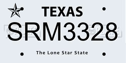 SRM3328 Texas License Plate