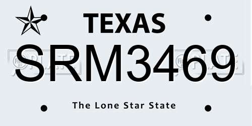 SRM3469 Texas License Plate