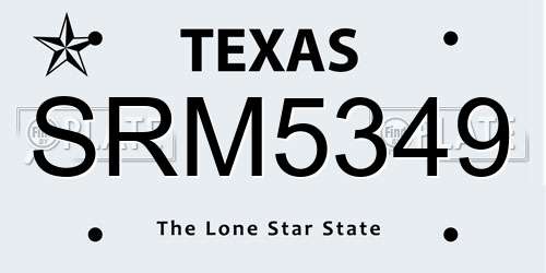 SRM5349 Texas License Plate