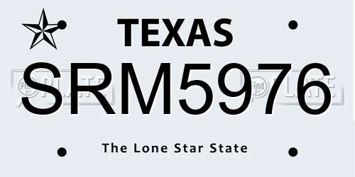 SRM5976 Texas License Plate