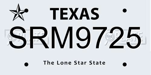 SRM9725 Texas License Plate
