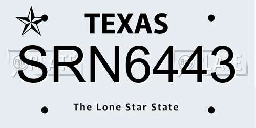 SRN6443 Texas License Plate