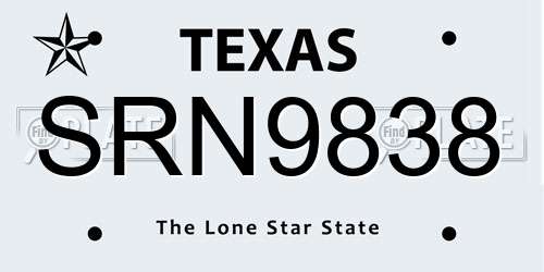 SRN9838 Texas License Plate