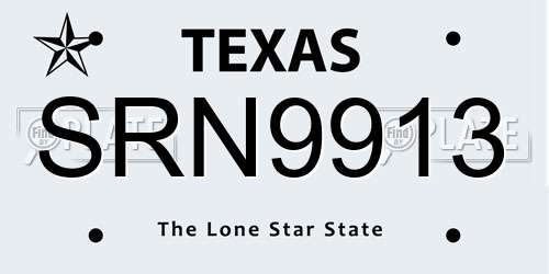 SRN9913 Texas License Plate