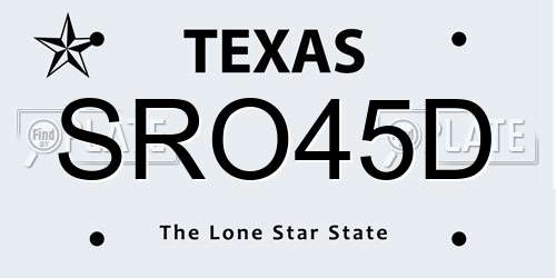SRO45D Texas License Plate