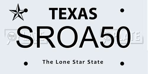 SROA50 Texas License Plate