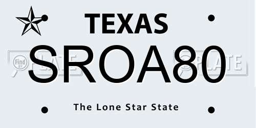 SROA80 Texas License Plate