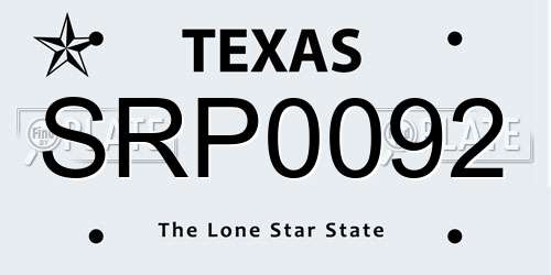 SRP0092 Texas License Plate