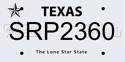 SRP2360 Texas License Plate