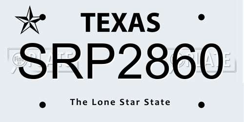 SRP2860 Texas License Plate