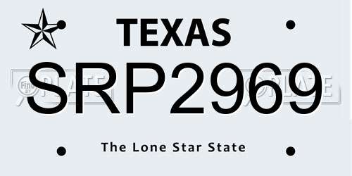 SRP2969 Texas License Plate