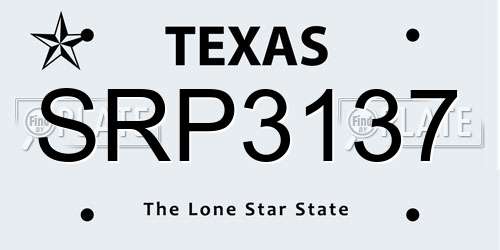SRP3137 Texas License Plate