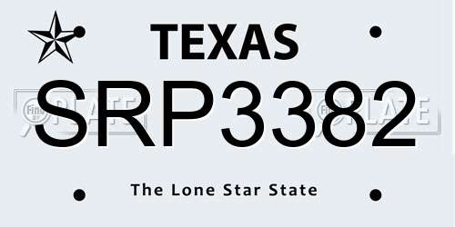 SRP3382 Texas License Plate