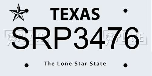 SRP3476 Texas License Plate