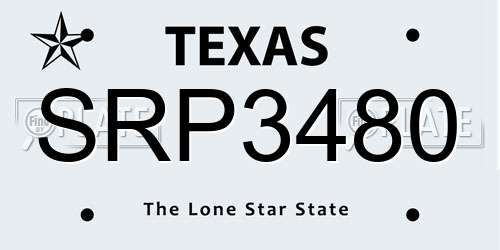 SRP3480 Texas License Plate