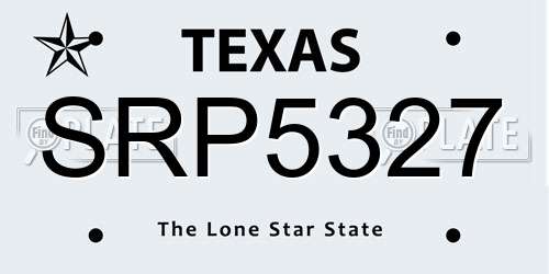 SRP5327 Texas License Plate