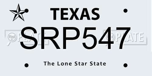 SRP547 Texas License Plate