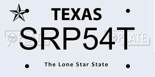 SRP54T Texas License Plate