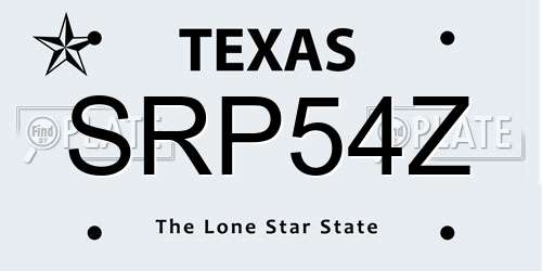 SRP54Z Texas License Plate