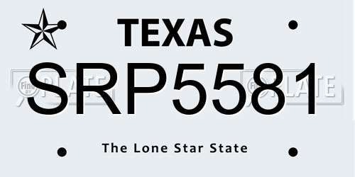 SRP5581 Texas License Plate