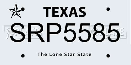 SRP5585 Texas License Plate