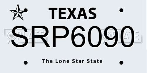 SRP6090 Texas License Plate