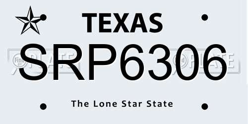SRP6306 Texas License Plate