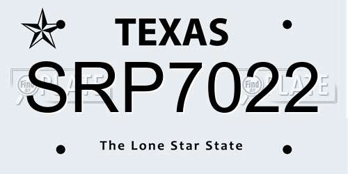 SRP7022 Texas License Plate