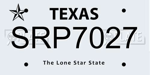 SRP7027 Texas License Plate