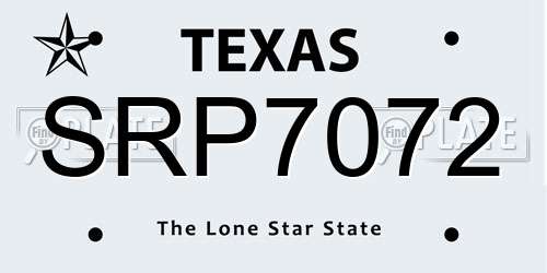 SRP7072 Texas License Plate